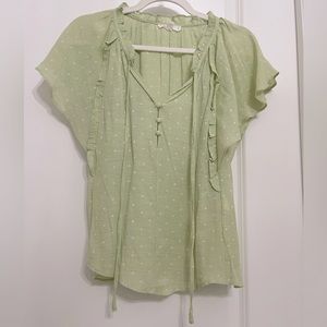 EUC MINE Angel Sleeve Polka Dot Blouse